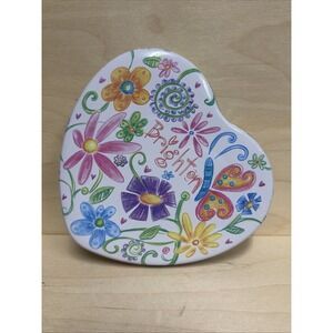 Brighton Heart Shaped Multicolor Metal Lined Jewelry Box Floral Design